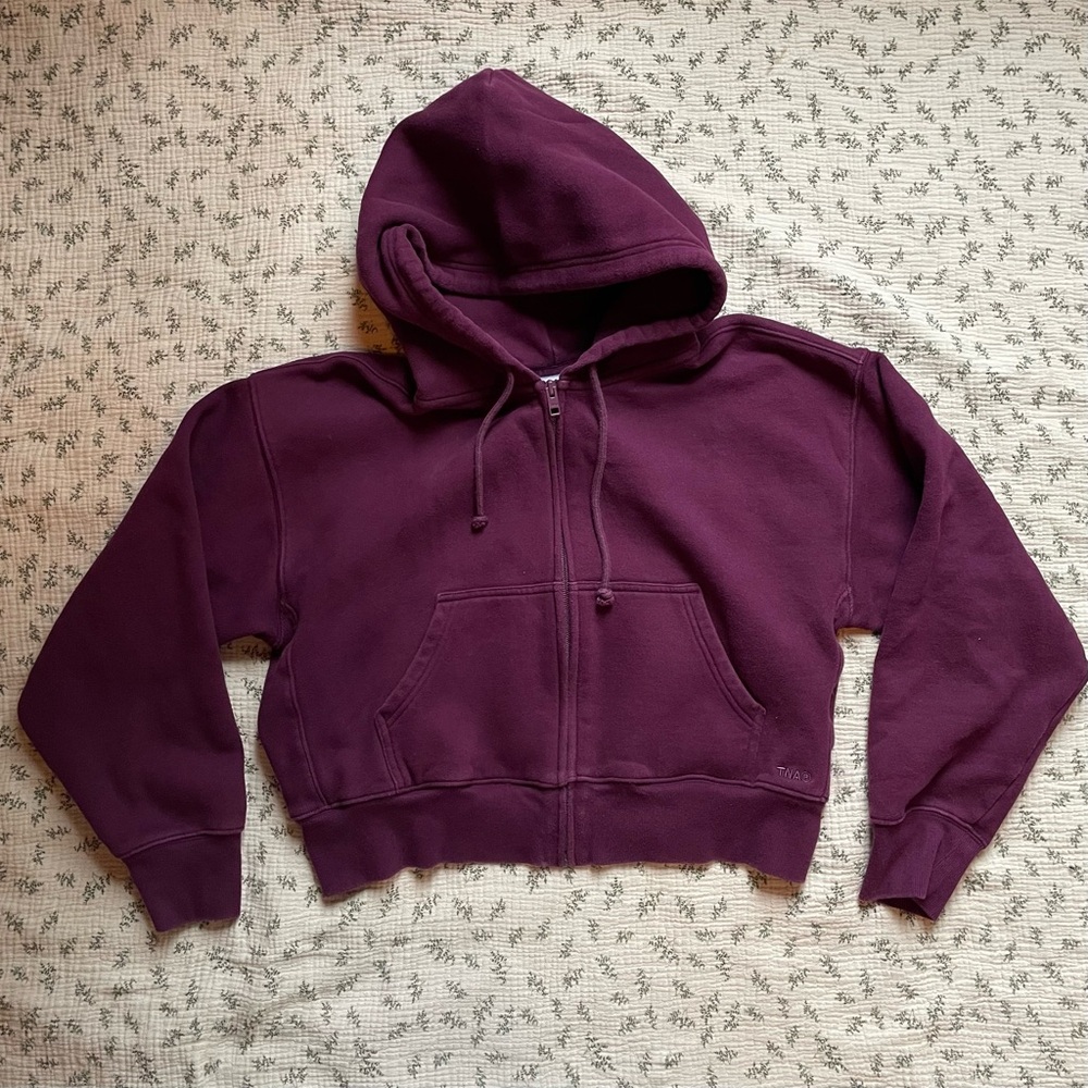 TNA Plum Purple Cropped Zip Hoodie